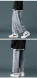 Xituodai 2022 Spring New Men's Baggy Denim Wide Leg Pants Korean Style Elastic Waist Stylish Harem Fit Jeans Skateboard Trouse Male Black