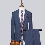 Xituodai (Jacket+Vest+Pants) New Men 's Suit 3 PCS Set Gray Blue Suits Formal Office Wear Men Brand Slim Fit Groom Wedding Suit Trousers