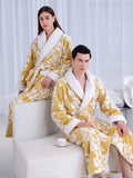 Xituodai Women and Men Sleepwear Winter Warm Nightgown Jacquard Double Layer Thicken Robe Gown Coral Fleece Lovers' Bathrobes Lingerie