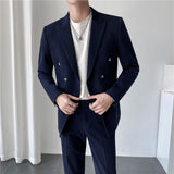 Xituodai Blazer + Vest + Pants Boutique Solid Color Double-breasted Slim Fit Business Formal Suit 2Pces and 3Pces Set Groom Wedding Dress