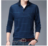 Xituodai 2022 New Fashion Designer Brand Turn Down Collar Man Polo Shirt Men Casual Plaid Spandex Long Sleeve Tops Fall Men Clothing