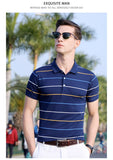 Xituodai Top Grade New Summer Brand Mens Striped Turn Down Collar Polo Shirts With Short Sleeve Casual Tops Fashions Men's Clothing