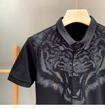 Xituodai 2022 New Arrival Tiger Head Printing Short Knitted Casual Solid Polos Summer Men T Shirt Men Leisure Cotton Tshirt