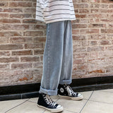 Xituodai Spring and Autumn Jeans Men's Loose Straight Black Pants Korean Fashion Versatile Wide Leg Trousers Street Wear