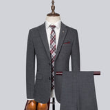 Xituodai (Jacket+Vest+Pants) New Men 's Suit 3 PCS Set Gray Blue Suits Formal Office Wear Men Brand Slim Fit Groom Wedding Suit Trousers