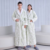 Xituodai Women and Men Sleepwear Winter Warm Nightgown Jacquard Double Layer Thicken Robe Gown Coral Fleece Lovers' Bathrobes Lingerie