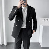 Xituodai Blazer + Vest + Pants Boutique Solid Color Double-breasted Slim Fit Business Formal Suit 2Pces and 3Pces Set Groom Wedding Dress