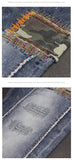 Xituodai Embroidered Camouflage Patch Jeans Men Fashion Designer Splicing Streetwear Male Wear Ripped Hole Skinny Jeans Denim Trousers