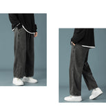 Xituodai 2022 Spring New Men's Baggy Denim Wide Leg Pants Korean Style Elastic Waist Stylish Harem Fit Jeans Skateboard Trouse Male Black