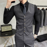 Xituodai High End Brand Classic Plaid Men's Formal Business Vest and Pants Groom Wedding Dress Party Banquet Office Waistcoat 2 Piece Set