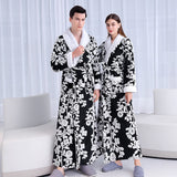 Xituodai Women and Men Sleepwear Winter Warm Nightgown Jacquard Double Layer Thicken Robe Gown Coral Fleece Lovers' Bathrobes Lingerie