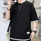 Xituodai Casual Men's Waffle Short-Sleeved T-Shirt Men's 2022 Summer New Simple Loose T-Shirt Fashion Round Neck Quick-Drying Men's Top