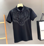 Xituodai 2022 New Arrival Tiger Head Printing Short Knitted Casual Solid Polos Summer Men T Shirt Men Leisure Cotton Tshirt