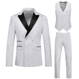 Xituodai 6XL(Jacket+Vest+Pants)New Men's Suit Tuxedo Double Breasted ShawlLapel Hollow Carved Men's Wedding Prom Groom Best Suit 3 Piece