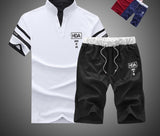 Xituodai Summer Polo Shirt Mens Short Sleeve Polo + Shorts Suit Male Solid Jersey Breathable 2PC Top Short Set Fitness Sportsuits Set Men