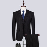 Xituodai (Blazer + Pants + Vest) 2022 Brand Suit Men 3 Piece Groom Wedding Men Suit Suit Fashion Design Striped Business Dress Tuxedo