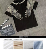 Xituodai Top Fashion T Shirt Tshirt Homme O-neck Novelty Wings Drills Joker Cotton Short Male Popular Logo Collar Sleeve T-shirt