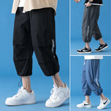 Xituodai Men's Cropped Pants Summer Thin Section Trend Shorts Cropped Pants Sports Fashion Drawstring Shorts Casual Pants Bermuda Men's