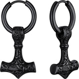 Xituodai 1 Pair Viking Thors Hammer Earrings for Men Stainless Steel  Norse Mythology Amulet Drop Hoop Earring Boys Jewelry Gift