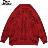 Xituodai 2022 Hip Hop Knitted Sweater Streetwear Rose Eye Scorpion Print Ripped Pullover Men Harajuku Cotton Casual Autumn Sweater Skull