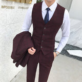 Xituodai High End Brand Classic Plaid Men's Formal Business Vest and Pants Groom Wedding Dress Party Banquet Office Waistcoat 2 Piece Set