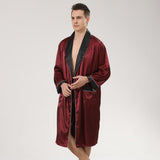 Xituodai Male Sleepwear Satin Silk Robe Set Loose Kimono Bathrobe Gown Nightgown Sexy Pyjamas Home Clothes Patchwork Pajamas Set