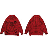 Xituodai 2022 Hip Hop Knitted Sweater Streetwear Rose Eye Scorpion Print Ripped Pullover Men Harajuku Cotton Casual Autumn Sweater Skull