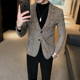 Xituodai Vintage Plaid Blazer British Stylish Male Blazer Suit Jacket Business Casual Blazer Jacket Terno Masculino Mens Blazer Pattern