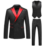 Xituodai 6XL(Jacket+Vest+Pants)New Men's Suit Tuxedo Double Breasted ShawlLapel Hollow Carved Men's Wedding Prom Groom Best Suit 3 Piece