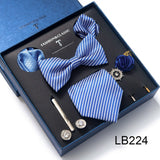 Xituodai Mix Colors New Style Silk Classic Wedding Gift Tie Pocket Squares Set Necktie Box Black Suit Accessories Solid Men