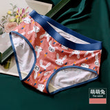 Xituodai Couples Panties Cute Cartoon Men Underwears Women Underpants Sexy Lovers Panty Middle Waist Soft Modal Boxers Plus Size Briefs