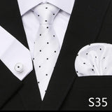 New Style Silk Wedding Gift Tie Pocket Squares Set Necktie  Men Black Solid Suit Accessories Abraham Lincoln's birthday