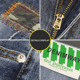 Xituodai Embroidered Camouflage Patch Jeans Men Fashion Designer Splicing Streetwear Male Wear Ripped Hole Skinny Jeans Denim Trousers