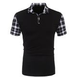 Xituodai Summer New Men's Casual Stritching Short Sleeve Polo Shirt Business Clothes Luxury Tee Male Fashion Grid Zipper Polos Tops Men