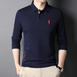 Xituodai Top Grade Cotton New Fashion Logo Designer Brand Luxury Mens Polo Shirt With Long Sleave Plain Casual Trendy Tops Men Clothes