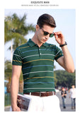 Xituodai Top Grade New Summer Brand Mens Striped Turn Down Collar Polo Shirts With Short Sleeve Casual Tops Fashions Men's Clothing