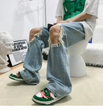 Xituodai Ripped Jeans Hight Street Hip Hop Oversize Pants Wide Leg Y2K Baggy Streetwear Slim Male Casual Women's Stylish Clothing Vintage