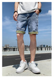 Xituodai Summer New Beach Casual Men's Denim Shorts Straight Knee-Length Jeans Fashion Trend Loose Ripped Men's Street Short Jeans