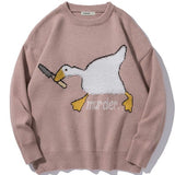 Xituodai Murder Goose Duck Men Knitted Sweater Cartoon Printed Oversize Jumper Pullovers Winter Unisex Fashion Clothing Harajuku