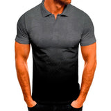 Xituodai New Casual Fashion Slim Gradient Print Short Sleeve Lapel Shirt Men's POLO Shirt