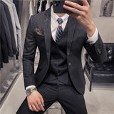 Xituodai Blazer and Vest Pant High-end Brand Boutique Striped Men's Formal Business Slim Suit Groom Wedding Dress Party Social Suit