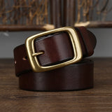 Xituodai 3.3Cm Width Copper Buckle Men's Cowskin Leather Belt Leather Retro Handmade Belt Male Luxury Belt For Jeans Wide Belt Men's Gift