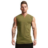 Xituodai Brand Plain V-Neck Bodybuilding Stringer Singlets Gym Tank Top Men Fitness Clothing Fashion Cotton Sleeveless Shirt Workout Vest