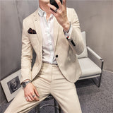 Xituodai 6XL 7XL ( Blazer + Pants ) Solid Color Plaid Stripe Luxury Male Suit 2Pces Set Formal Slim Mens Fashion Suit Groom Wedding Dress