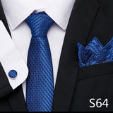Fashion Brand Festive Present Tie Pocket Squares Cufflink Set Necktie For Men Shirt Accessories Gold Plaid
