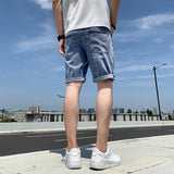 Xituodai Summer New Beach Casual Men's Denim Shorts Straight Knee-Length Jeans Fashion Trend Loose Ripped Men's Street Short Jeans