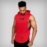 Xituodai Running Vest Brand Gym Clothing Mens Bodybuilding Hooded Tank Top Cotton Sleeveless Vest Sweatshirt Fitness Workout Sportswear