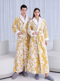 Xituodai Women and Men Sleepwear Winter Warm Nightgown Jacquard Double Layer Thicken Robe Gown Coral Fleece Lovers' Bathrobes Lingerie