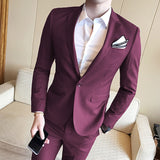 Xituodai Blazers Jacket Pants Vest 3 Pcs Set /Fashion New Men's Casual Boutique Business Solid Color Slim Dress Suit Coat Trousers