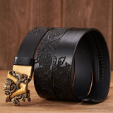 Xituodai New Male China Dragon Belt Cowskin Genuine Leather Belt for Men Carving Dragon Pattern Automatic Buckle Belt Strap For Jeans